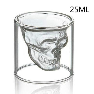 Double-layered Transparent Skull Head Glass Cup for Whiskey Wine Vodka, Beer, Wine, Coffee, Tea