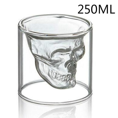 Double-layered Transparent Skull Head Glass Cup for Whiskey Wine Vodka, Beer, Wine, Coffee, Tea