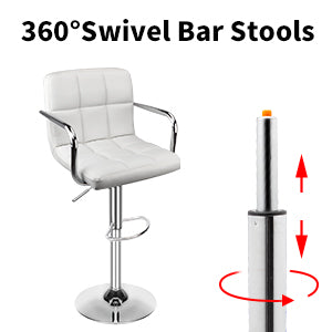 Set of 2 Modern Adjustable Swivel Bar Stools for Home Bar, Kitchen Counter or Dining area