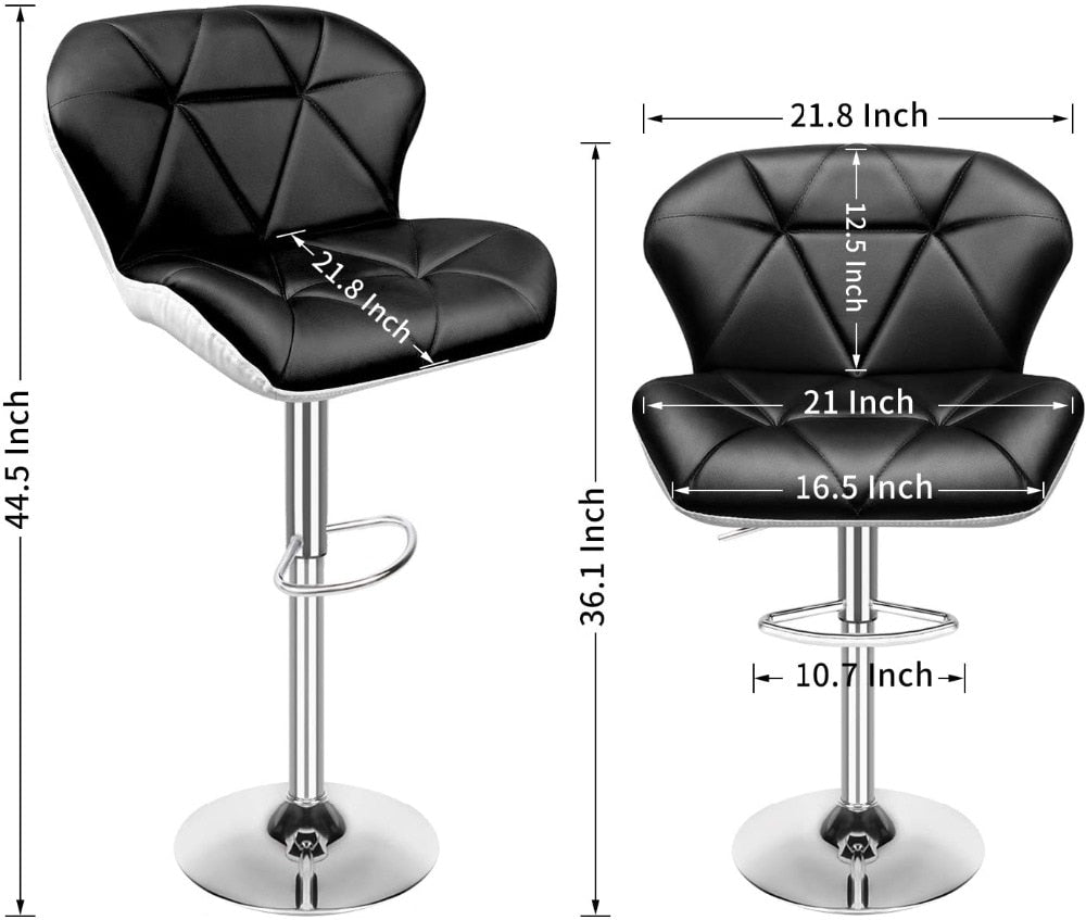 Set of 2 Modern Adjustable Swivel Bar Stools for Home Bar, Kitchen Counter or Dining area