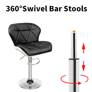 Set of 2 Modern Adjustable Swivel Bar Stools for Home Bar, Kitchen Counter or Dining area