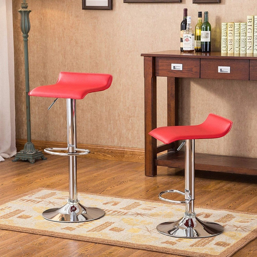 Set of 2 Modern Adjustable Swivel Bar Stools for Home Bar, Kitchen Counter or Dining area