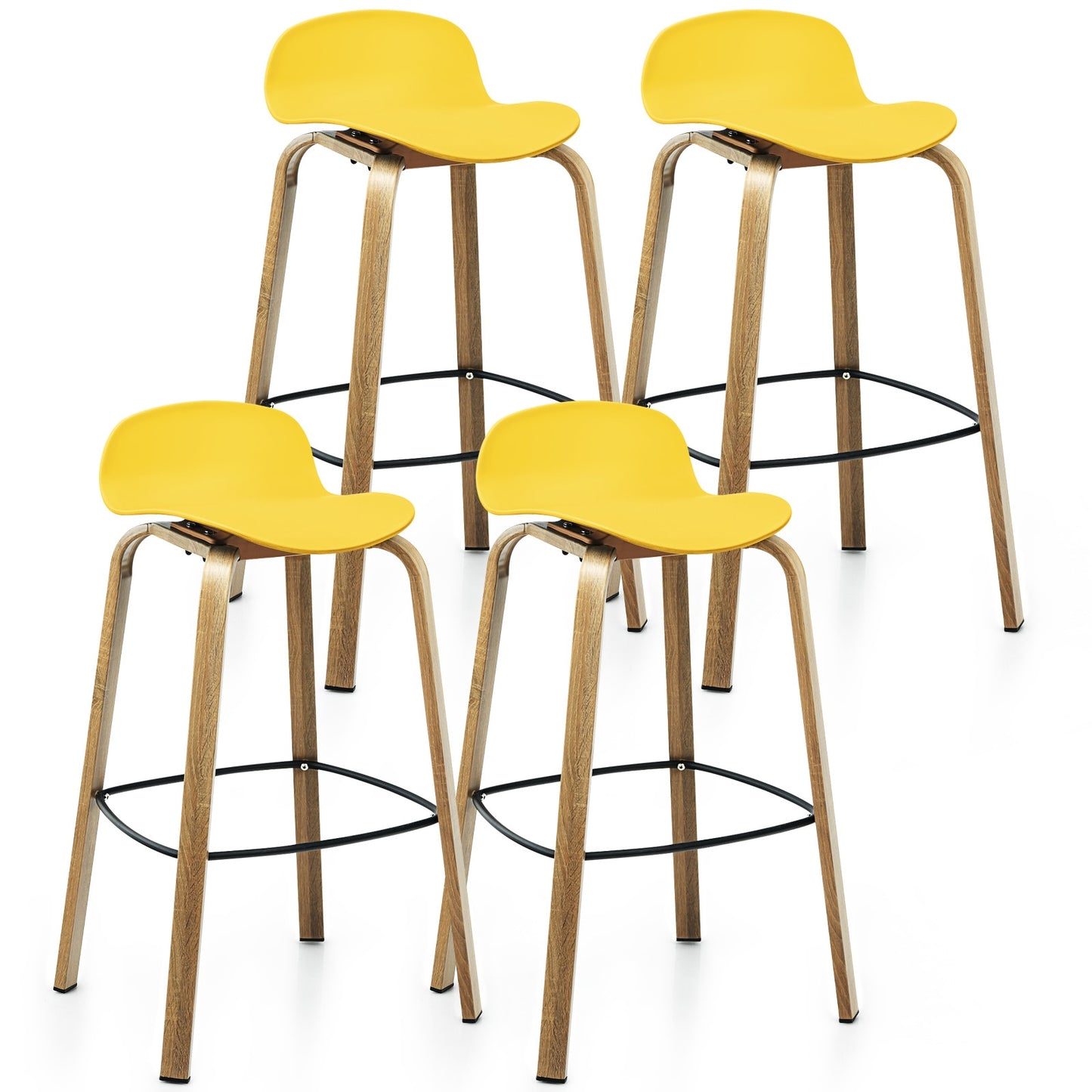 Costway Modern Set of 4 Barstools 30inch Pub Chairs w/Low Back&Metal Legs 2*HW67490