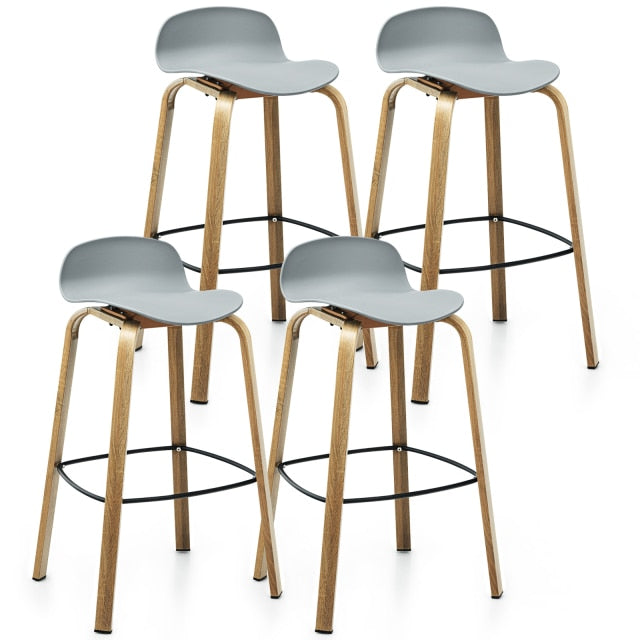 Costway Modern Set of 4 Barstools 30inch Pub Chairs w/Low Back&Metal Legs 2*HW67490