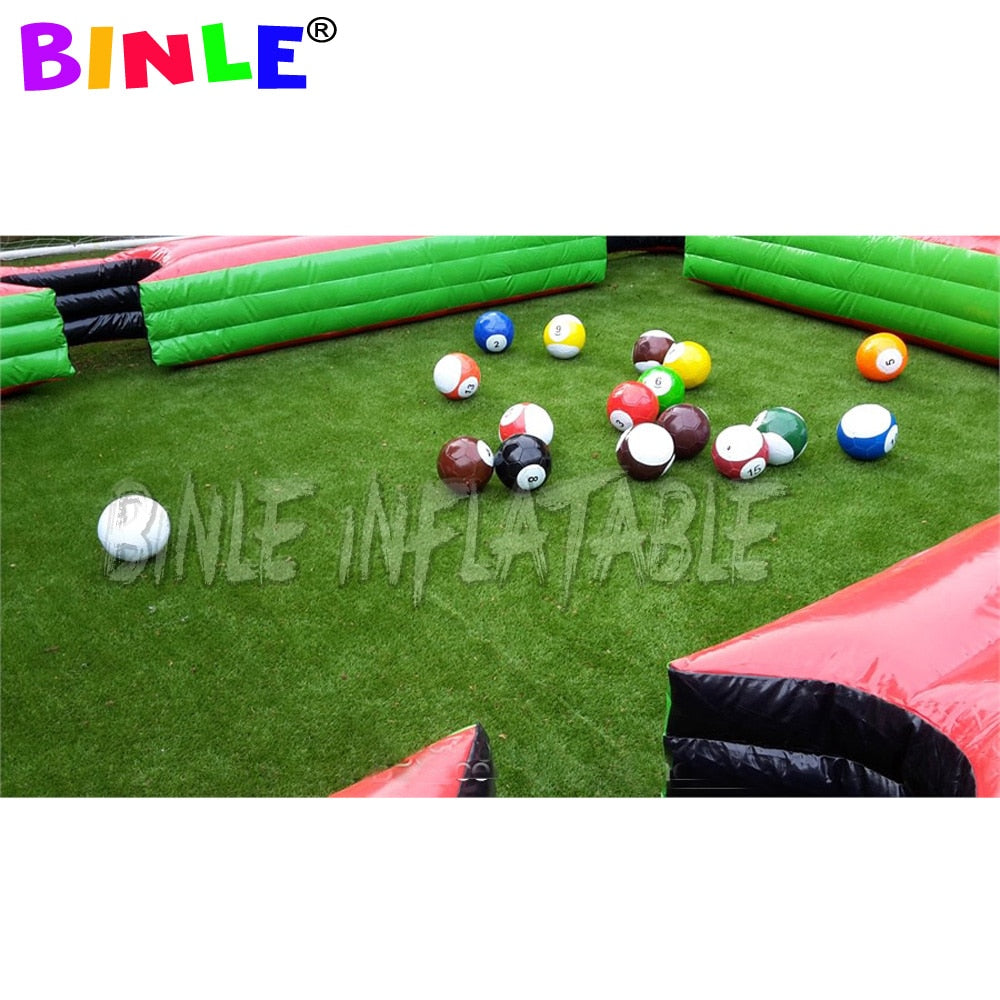 Outdoor competition game kick shoot inflatable football pool human billiards Inflatable soccer snooker pool table