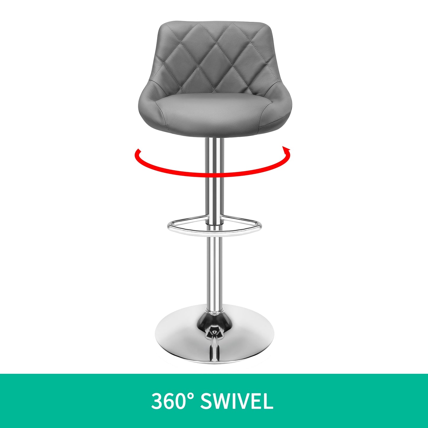 Set of 2 Modern Adjustable Swivel Bar Stools for Home Bar, Kitchen Counter or Dining area