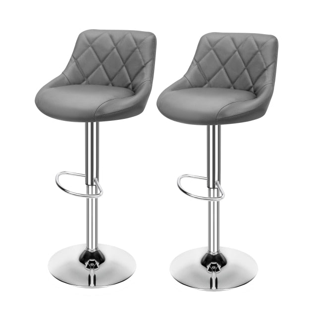 Set of 2 Modern Adjustable Swivel Bar Stools for Home Bar, Kitchen Counter or Dining area