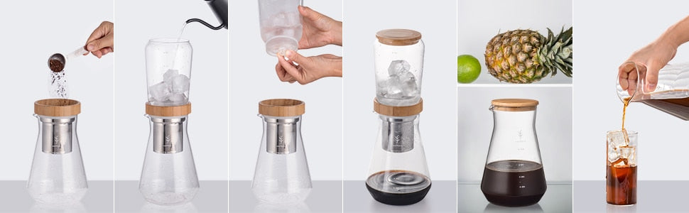 800ml Ice Drip Coffee Maker made with glass and uses a filter Filter