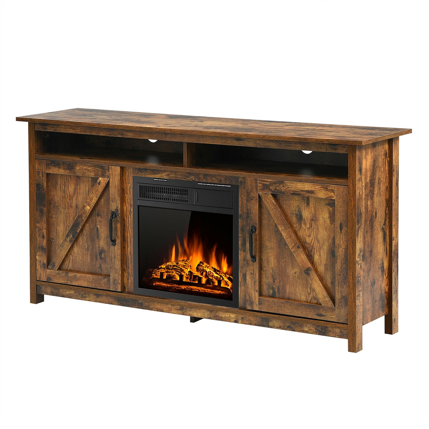 Rustic/Industrial Electric Fireplace TV Stand W/18” 750W/1500W