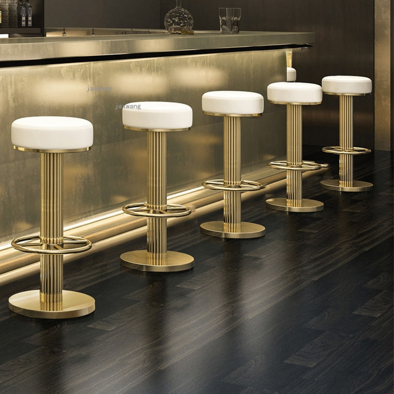 Luxury Modern Stainless Steel Bar Stools With Foot Rest