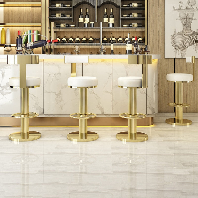 Luxury Modern Stainless Steel Bar Stools With Foot Rest