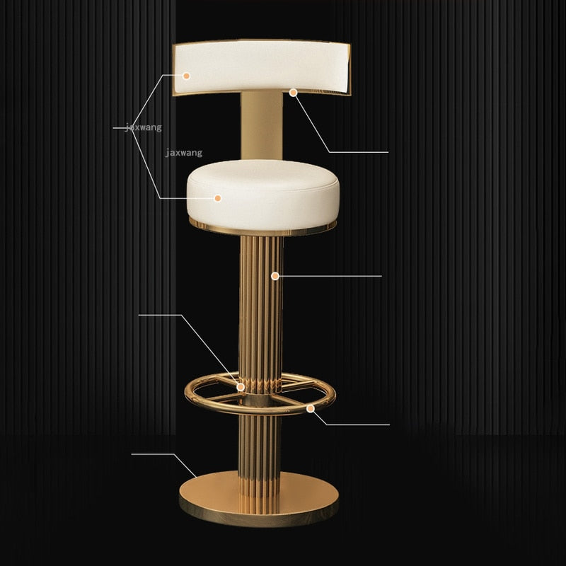 Luxury Modern Stainless Steel Bar Stools With Foot Rest