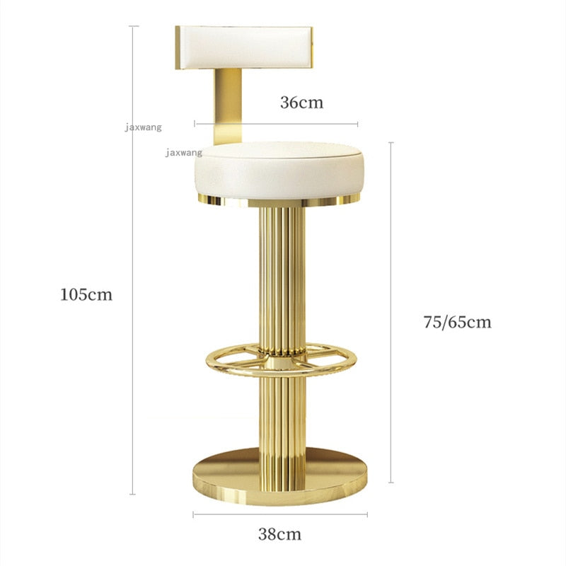 Luxury Modern Stainless Steel Bar Stools With Foot Rest