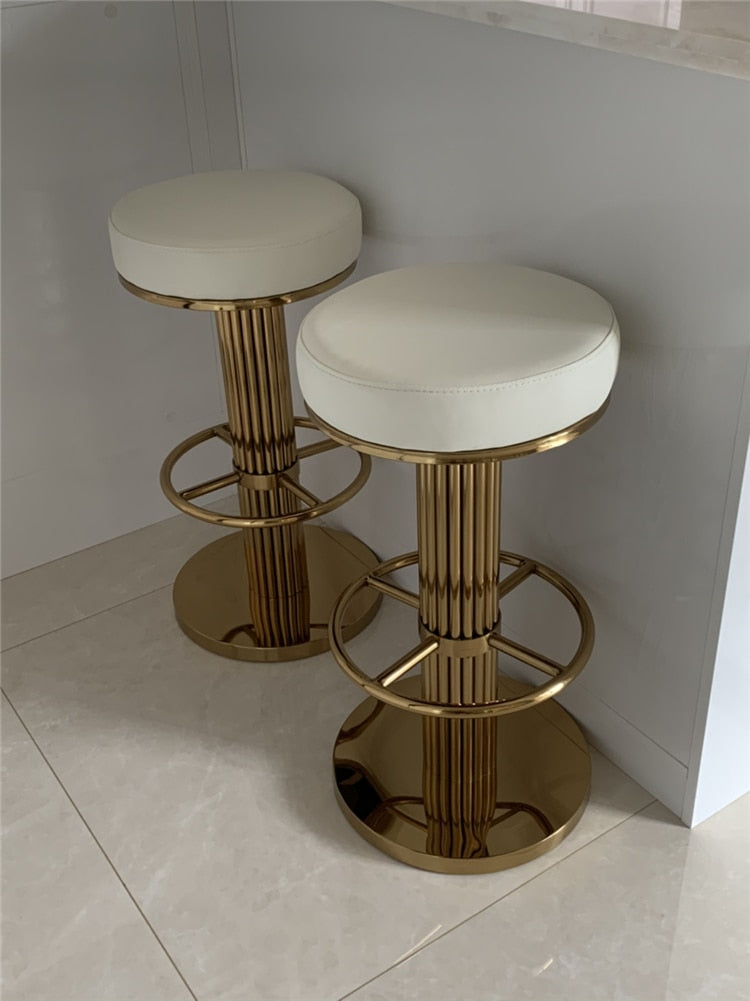 Luxury Modern Stainless Steel Bar Stools With Foot Rest