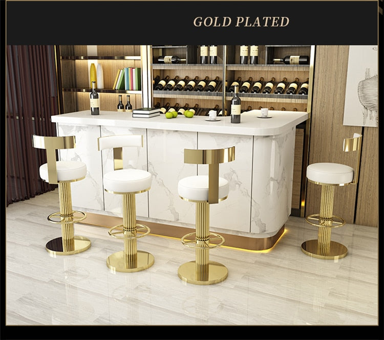 Luxury Modern Stainless Steel Bar Stools With Foot Rest