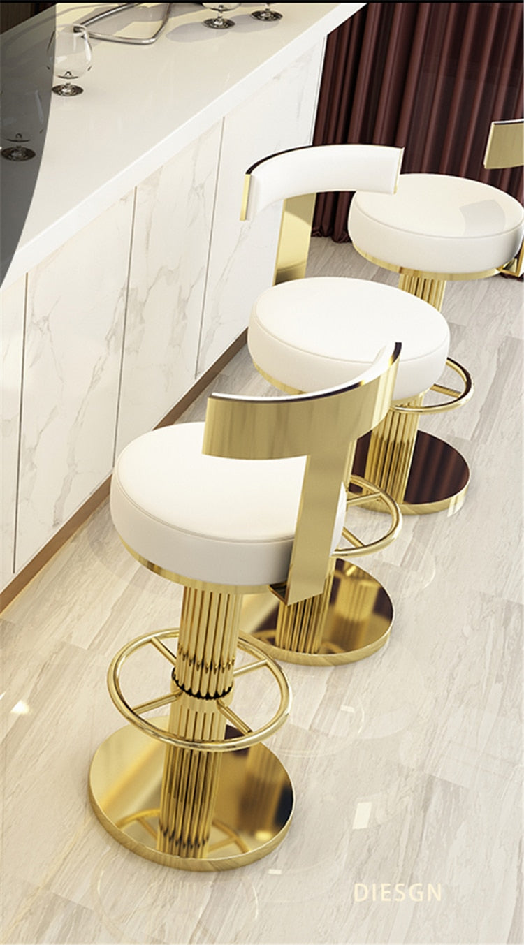 Luxury Modern Stainless Steel Bar Stools With Foot Rest