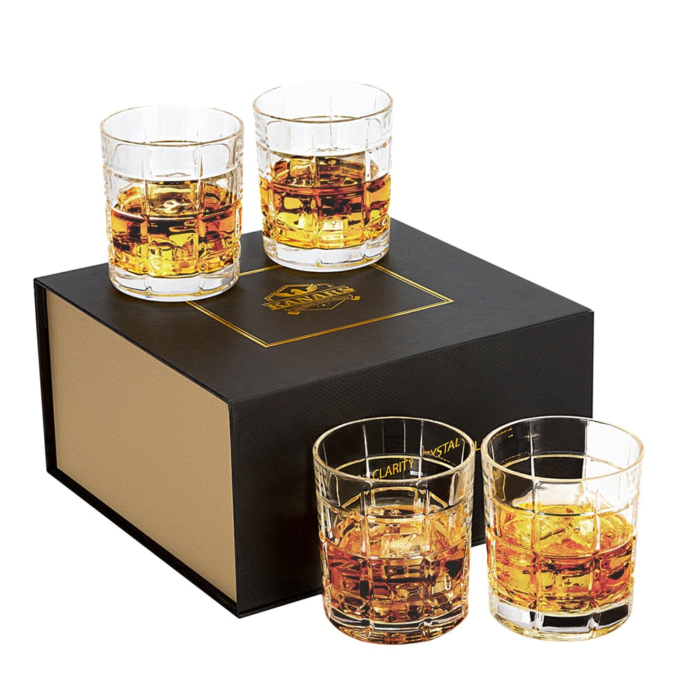 Bourbon Glasses Set of 4 Round Old Fashioned Whiskey Glass 10 oz/300 ml