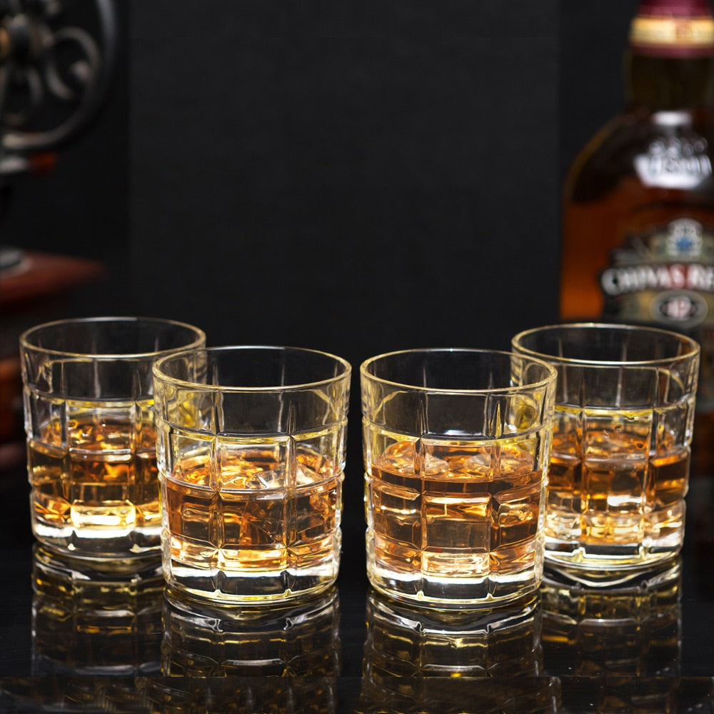 Bourbon Glasses Set of 4 Round Old Fashioned Whiskey Glass 10 oz/300 ml