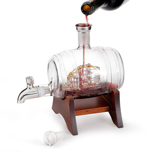 Barrel Decanter with Ship holds 1000ml Liquor of your choice