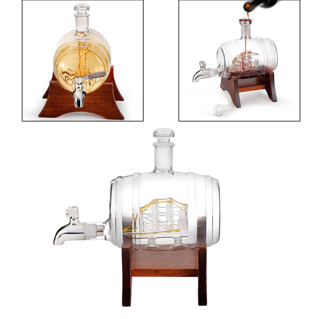 Barrel Decanter with Ship holds 1000ml Liquor of your choice