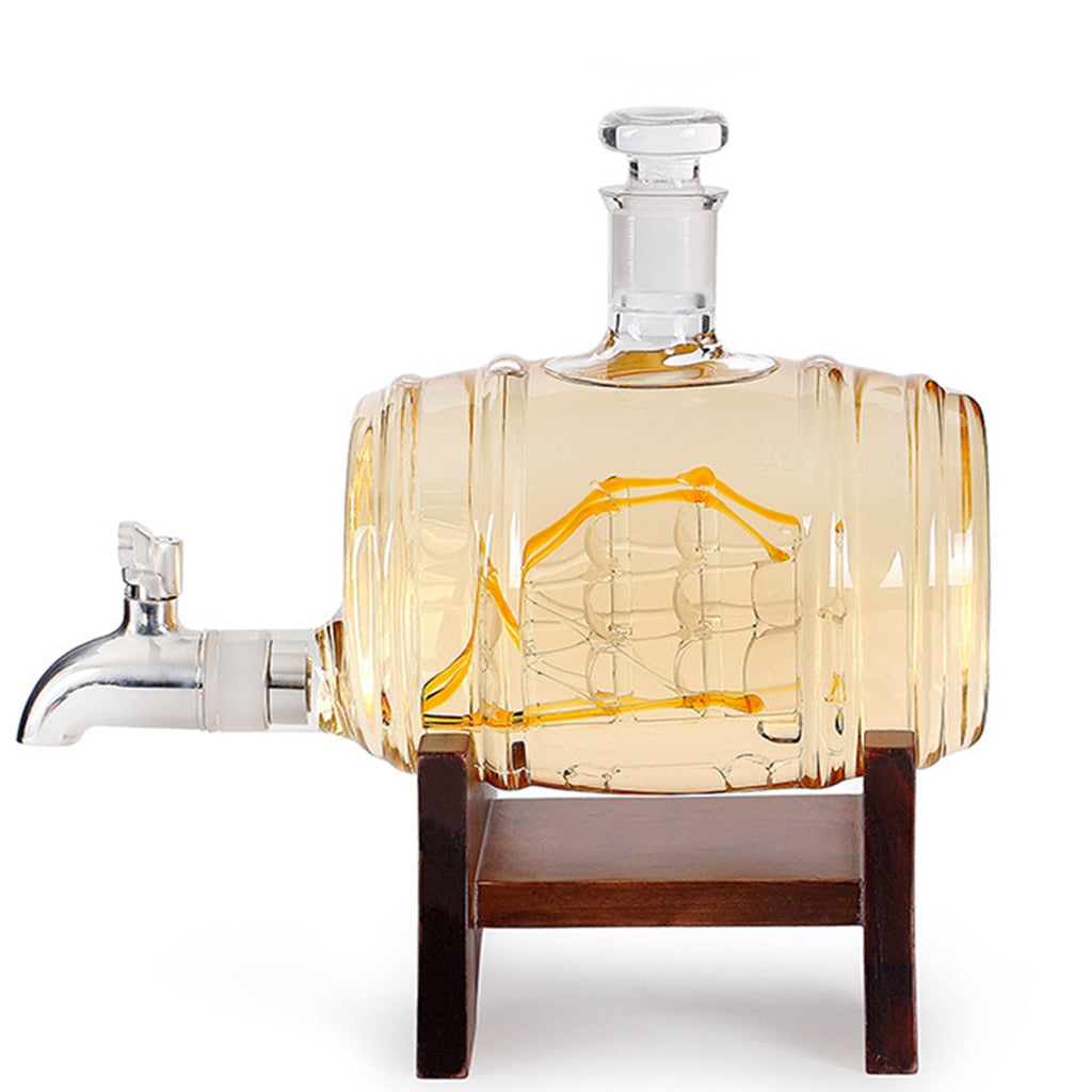 Barrel Decanter with Ship holds 1000ml Liquor of your choice