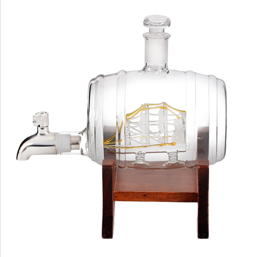 Barrel Decanter with Ship holds 1000ml Liquor of your choice