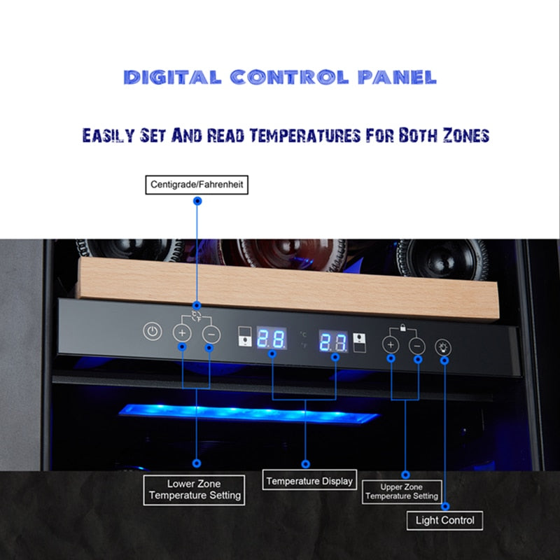 Wine Refrigerator 28 Bottles Capacity Dual Zone Beverages Beer, White & Red Wine Fridge