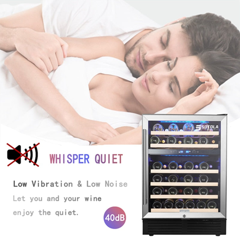 Wine Refrigerator 46 Bottles Red & White Wine Dual Zone Safety Lock, LED Light