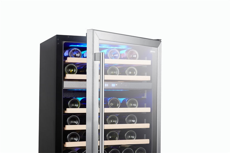 Wine Refrigerator 46 Bottles Red & White Wine Dual Zone Safety Lock, LED Light