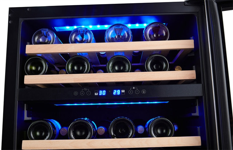 Wine Refrigerator 46 Bottles Red & White Wine Dual Zone Safety Lock, LED Light