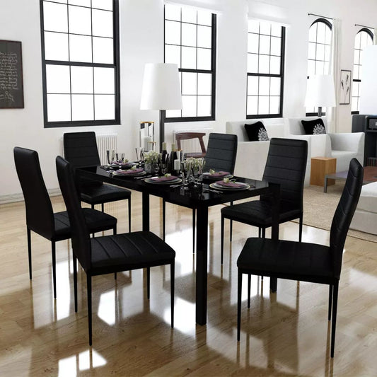 Table and Chairs set 6 Black