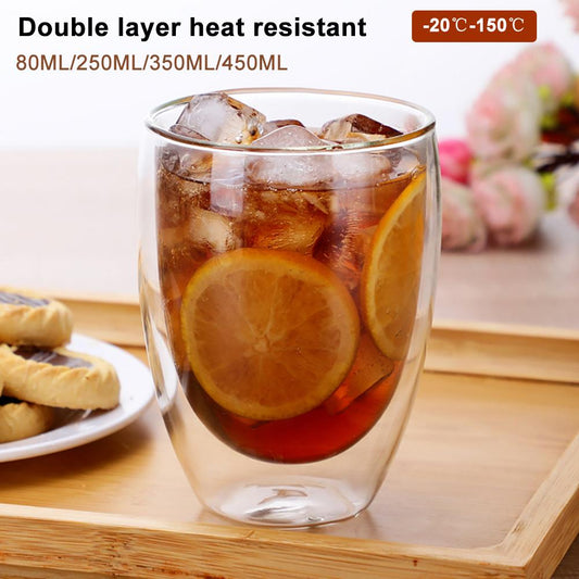 1 Pc. Double Layer Heat-resistant Glass Cup for Tea/ Whiskey/ Wine/Bourbon