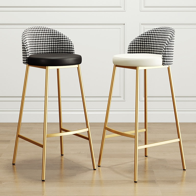 Stylish luxury bar stools or high dining chairs with backrests