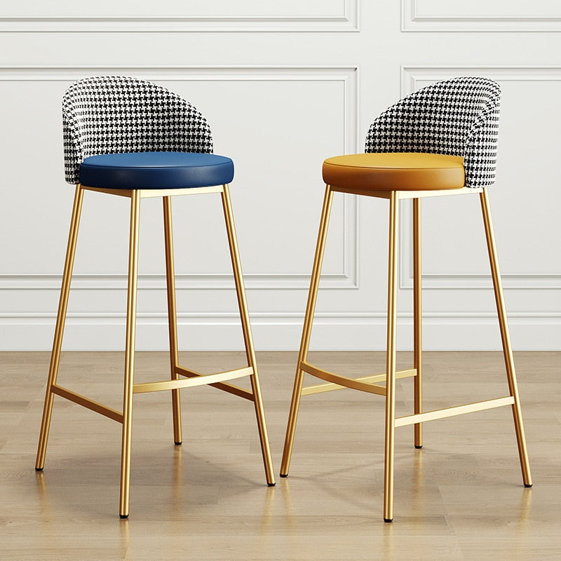 Stylish luxury bar stools or high dining chairs with backrests