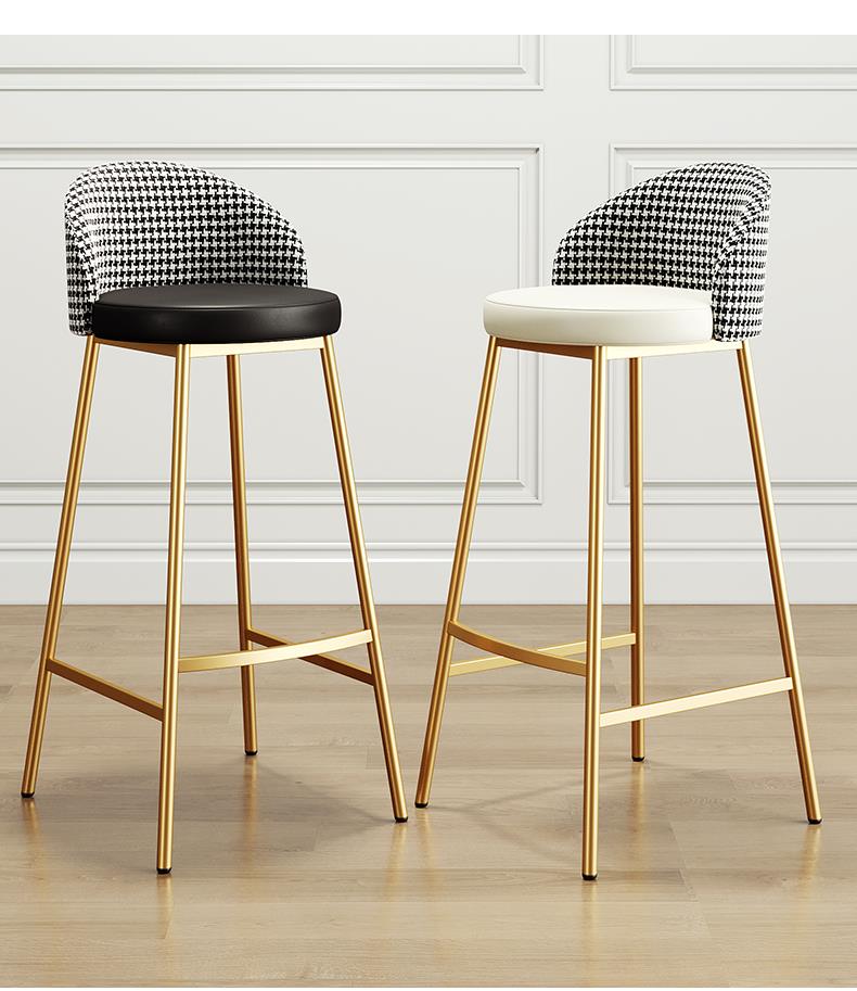 Stylish luxury bar stools or high dining chairs with backrests