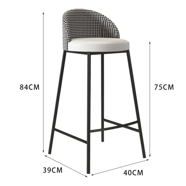 Stylish luxury bar stools or high dining chairs with backrests