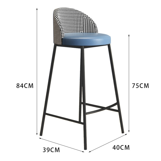 Stylish luxury bar stools or high dining chairs with backrests