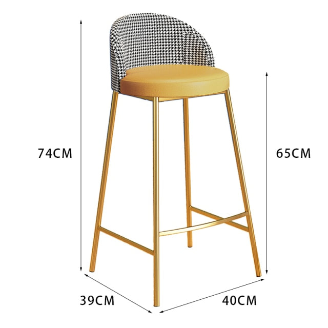 Stylish luxury bar stools or high dining chairs with backrests