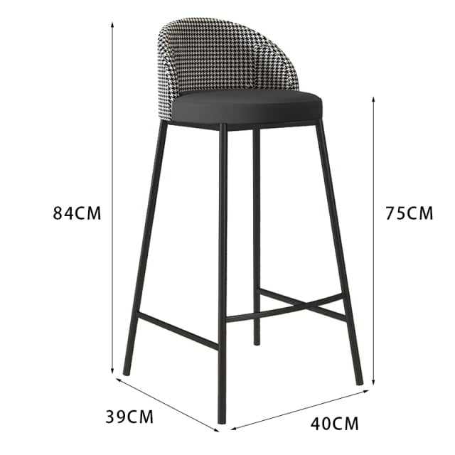 Stylish luxury bar stools or high dining chairs with backrests