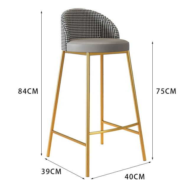 Stylish luxury bar stools or high dining chairs with backrests