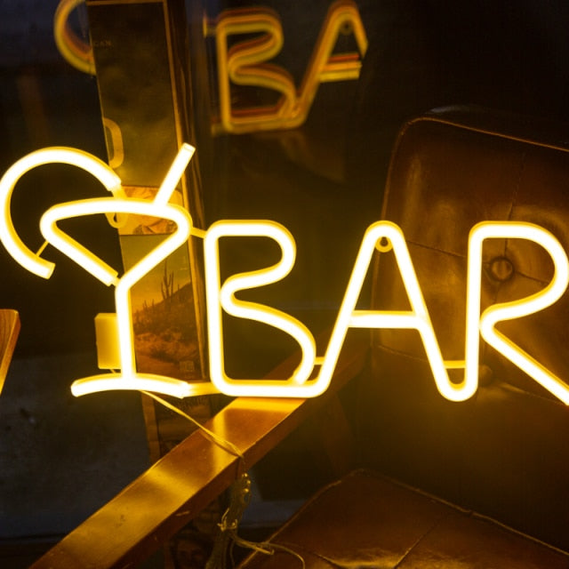 LED BAR Neon Lights Sign For Wall USB Battery Operated