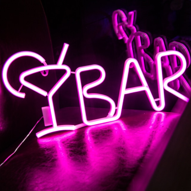 LED BAR Neon Lights Sign For Wall USB Battery Operated