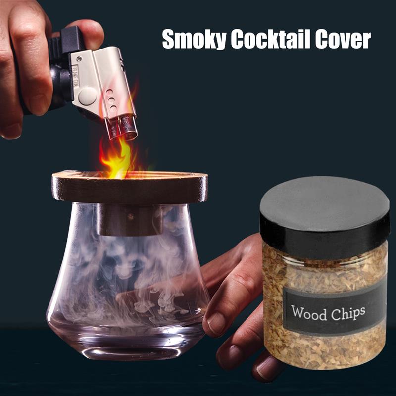 Cocktail Smoker Lid With Wood Shavings/ Infuse Cocktails, Wine, Whiskey, Cheese, Meats, Dried Fruits, Salt