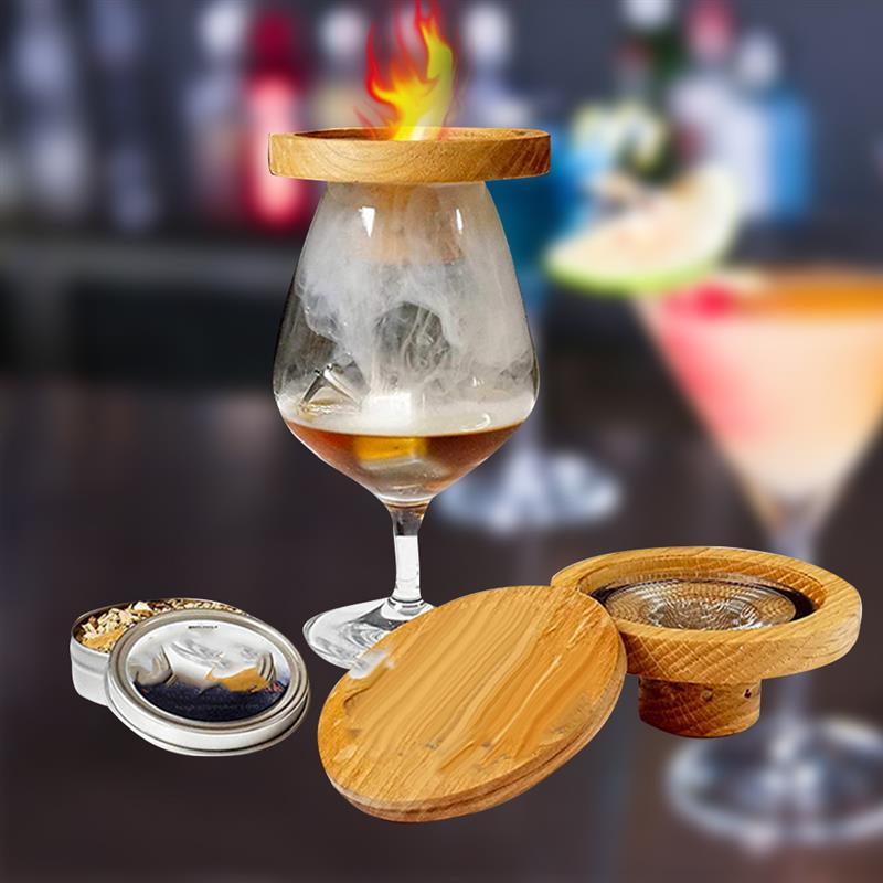 Cocktail Smoker Lid With Wood Shavings/ Infuse Cocktails, Wine, Whiskey, Cheese, Meats, Dried Fruits, Salt