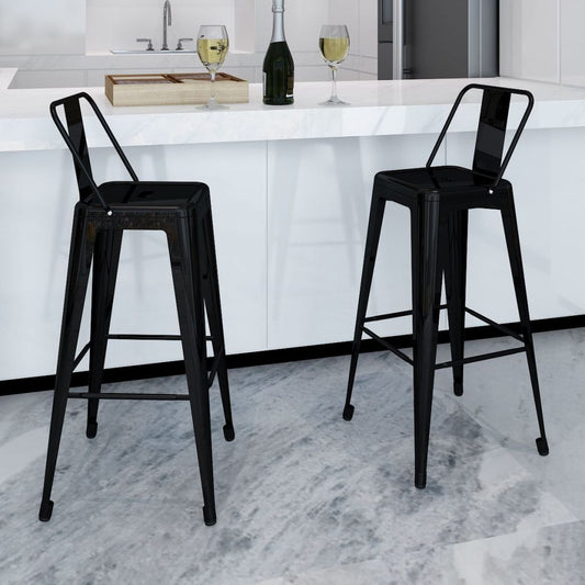 Set of 2 Black Counter Height Stools