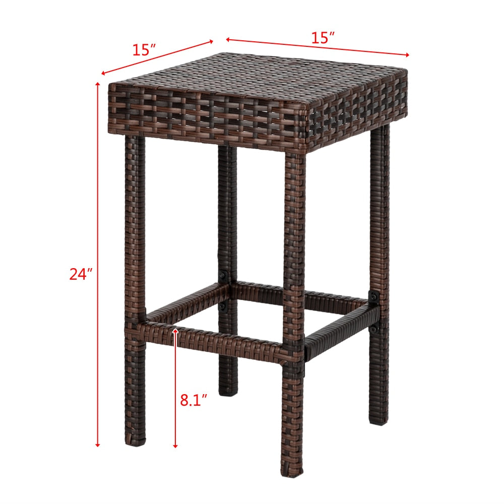 Modern Brown Woven Wicker 4pcs Bar Stools