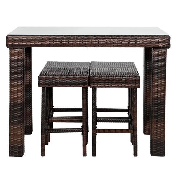 Modern Brown Woven Wicker 4pcs Bar Stools