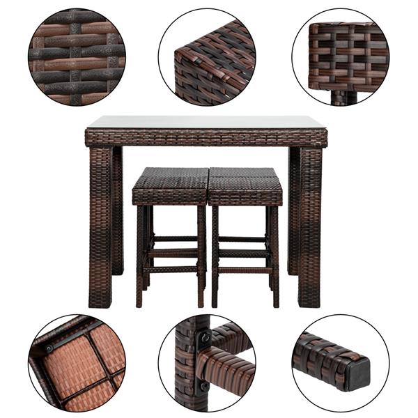 Modern Brown Woven Wicker 4pcs Bar Stools