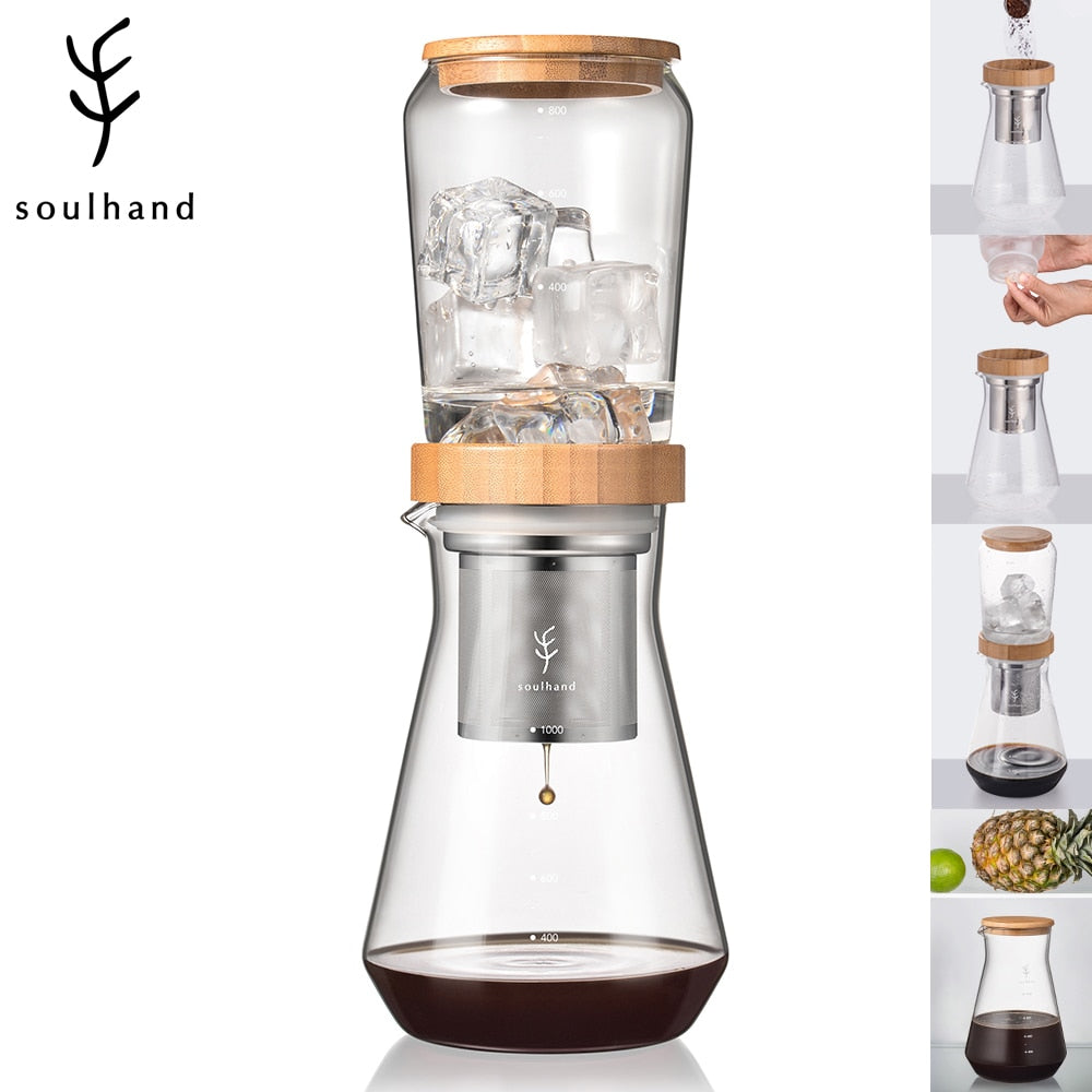 800ml Ice Drip Coffee Maker made with glass and uses a filter Filter