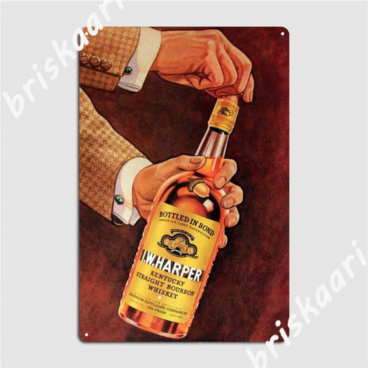 1940 I W Harper Kentucky Straight Bourbon Whiskey Metal Sign Poster